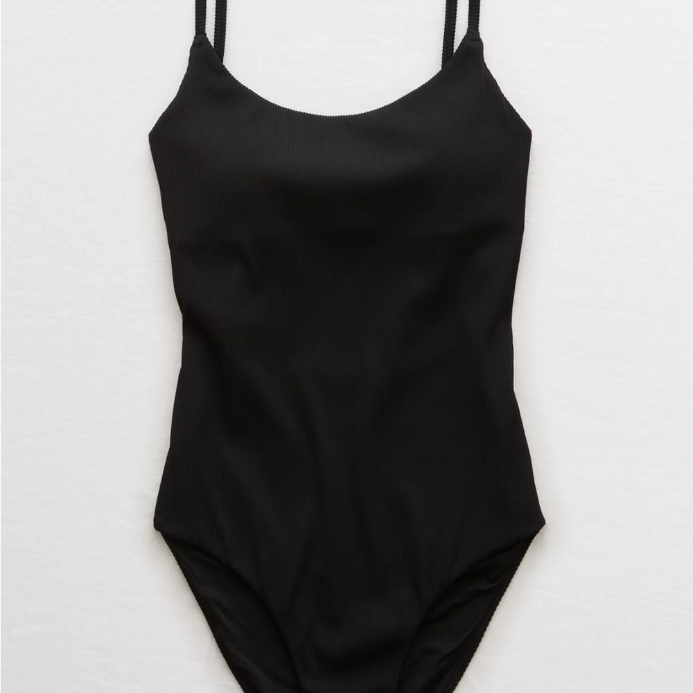 Aerie Black One-Piece Swimsuit with tie back
